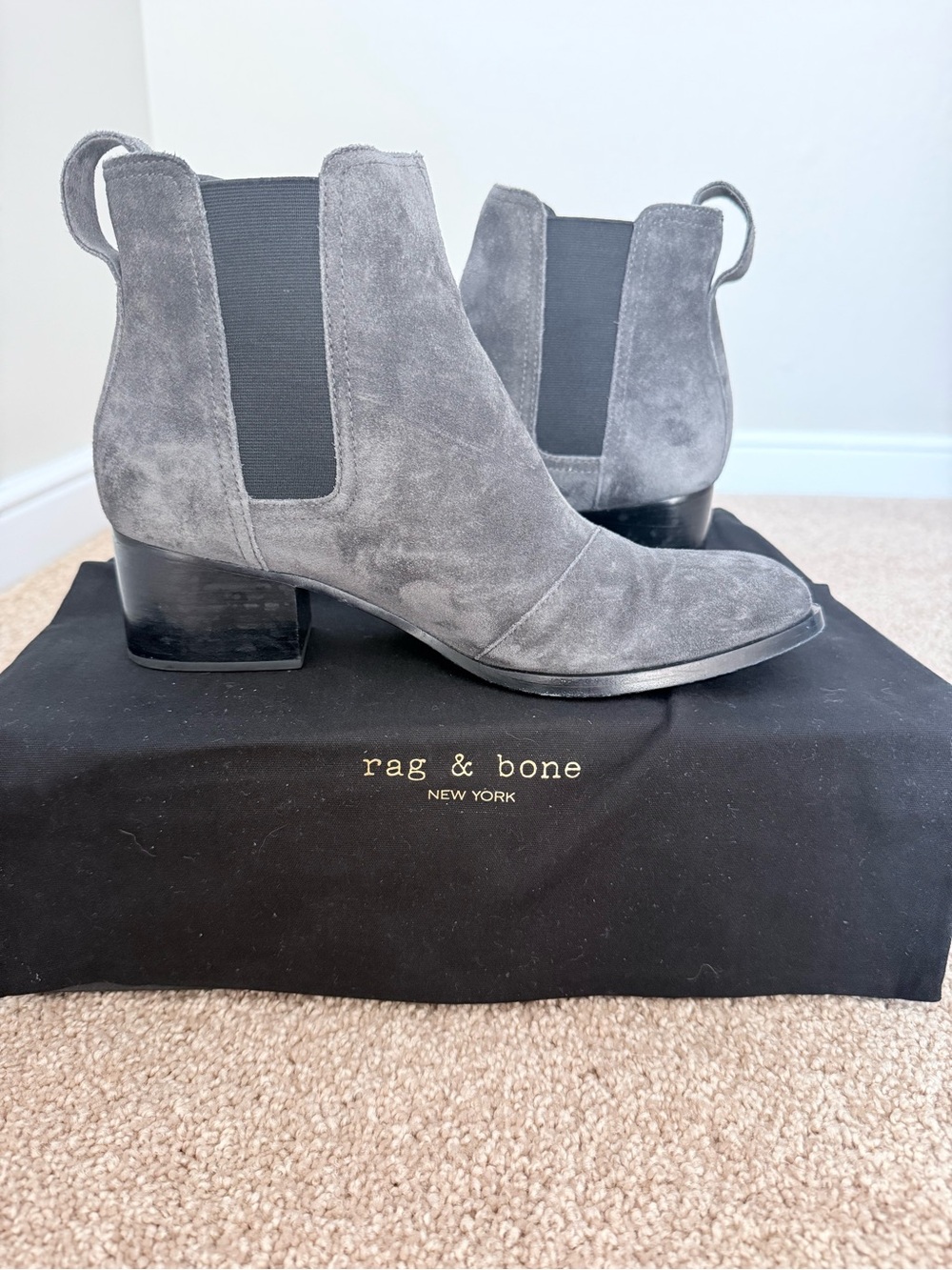 rag & bone Gray Suede Chelsea Ankle Boots